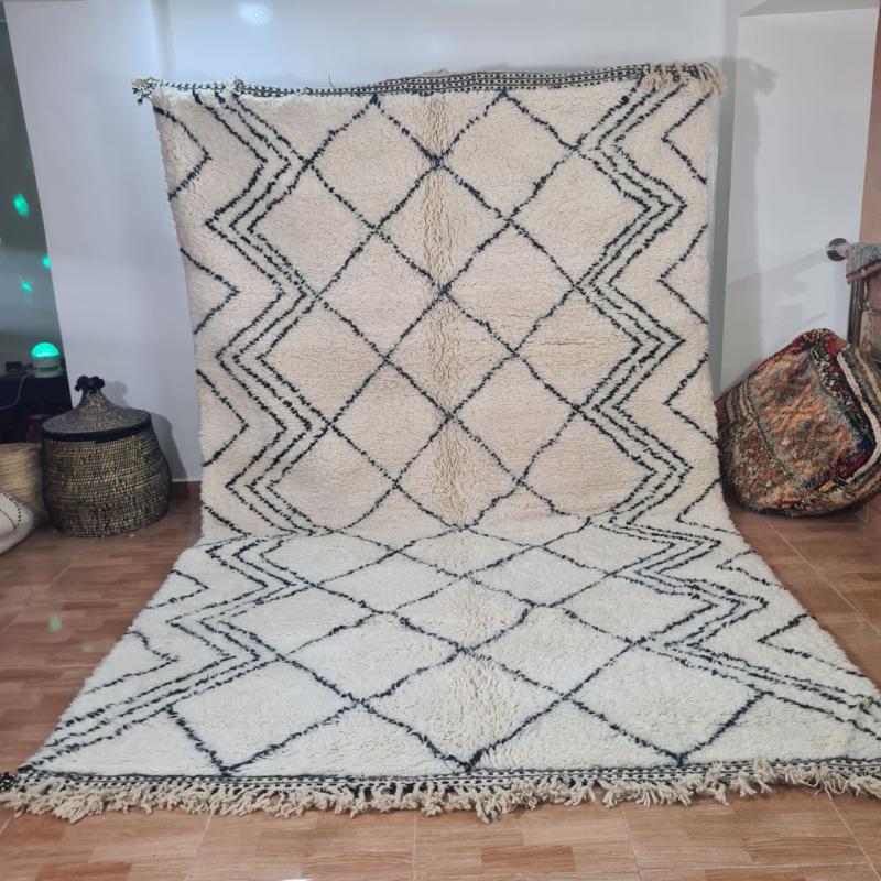 White Bahir Marokkaans handgemaakt tapijt